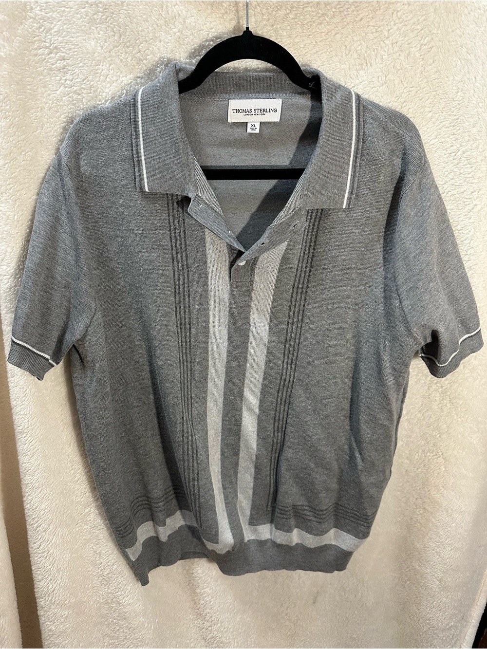 Men's Grey Short-Sleeve Polo Knit